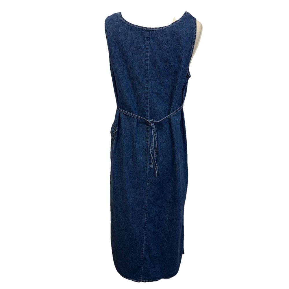 Nick & Sarah Blue Jean Denim Jumper Maxi Dress Med Side Flap Pocket Modest Boho - Picture 6 of 8